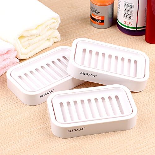 BEEGAGA Double Layer Plastic Soap Dish Holder