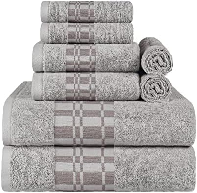Superior 8-Piece Cotton Towel Set with Chrome Design