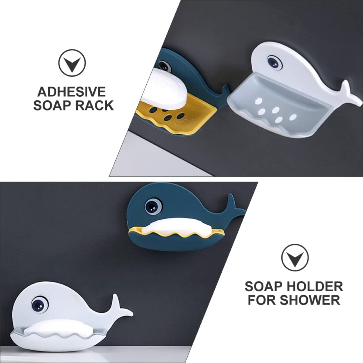 Modern Whale-Shaped Wall Soap Holder with Adhesive Base
