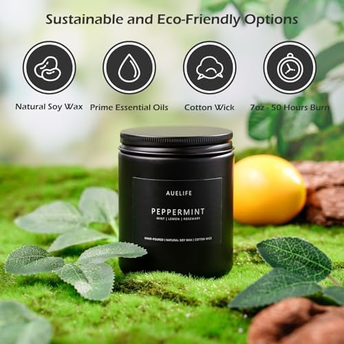 Peppermint Candle - 7oz Soy Wax Jar with Natural Mint Oil