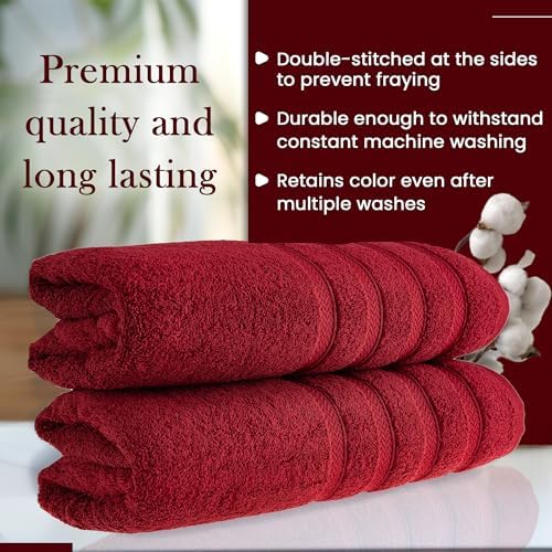 HALLEY Turkish 2 Pack Bath Towels - 650 GSM Red