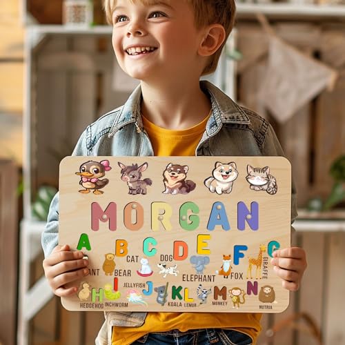 Personalized Wooden Name Puzzle for Toddlers 1-3 1