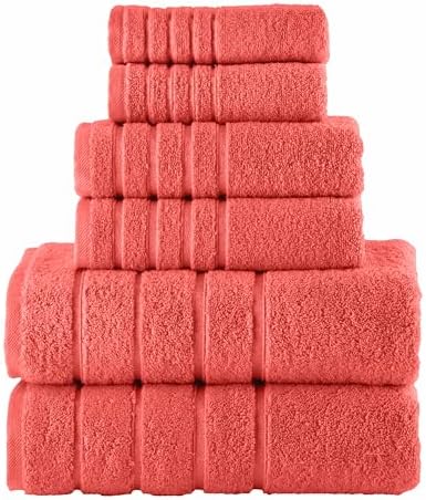 Elegant Comfort 4 Lines Viscose Stripe 6-Piece Luxury Towel Set