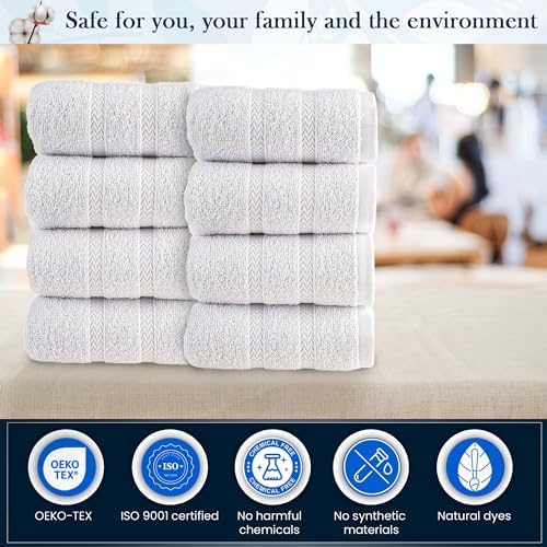HALLEY Turkish 8 Pack Premium Bath Towels Set