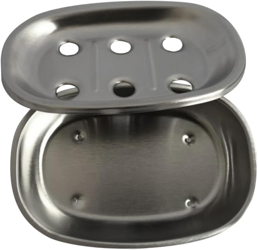 HOOTNEE Premium Stainless Steel Soap Dish Double Layer Box Drainer