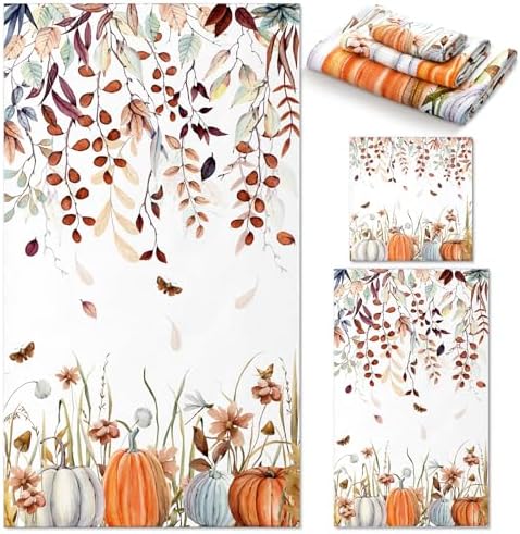Preboun 3 Pack Autumn Pumpkin Bath Towels Set 1