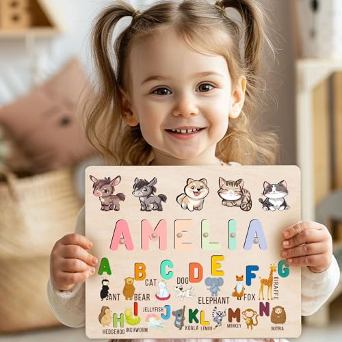 Personalized Wooden Name Puzzles for Baby Boys and Girls