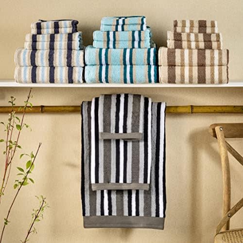 Superior Luxurious Stripes Bath Sheet Set Charcoal