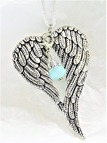Baby Boy Memorial Angel Wings with Light Blue Bead