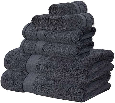 GLAMBURG 700 GSM 8-Piece Towel Set - Charcoal Grey Luxury