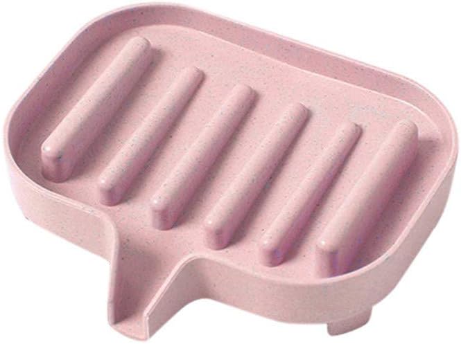 Yu2d 2PC Flexible Bathroom Soap Dish Holder with Drain Pink