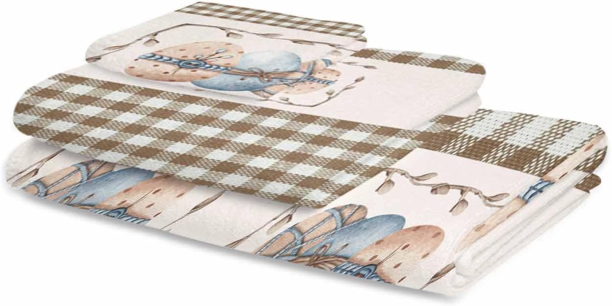 Chees D Zone Retro Easter Egg Leaves Cotton Bath Towel Set