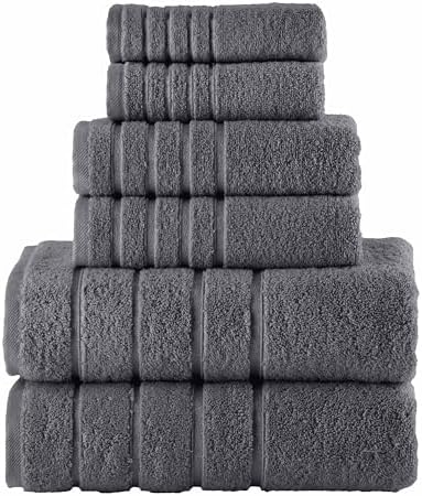 Elegant Comfort 6-Piece Viscose Stripe Towel Set - Gray