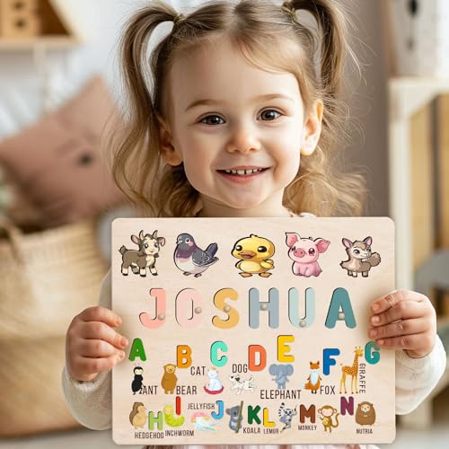 Personalized Wooden Name Puzzles for Toddlers 1-3