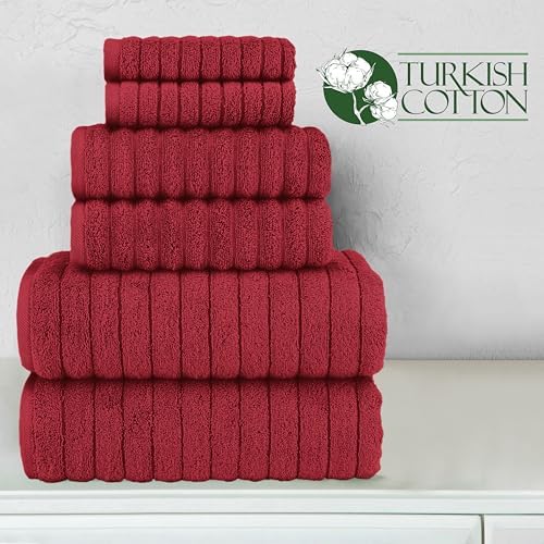Elegant Comfort Turkish Cotton 6-Piece Bath Towel Set Burgundy