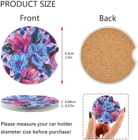 Takiito Retro Floral Car Coasters 2 Pack