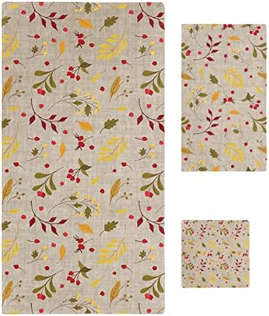 Boanket Thanksgiving Fall Maple Leaves Berry Filling 3 Piece Towel Set 1