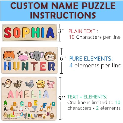 Personalized Wooden Name Puzzle for Baby Toddler 1