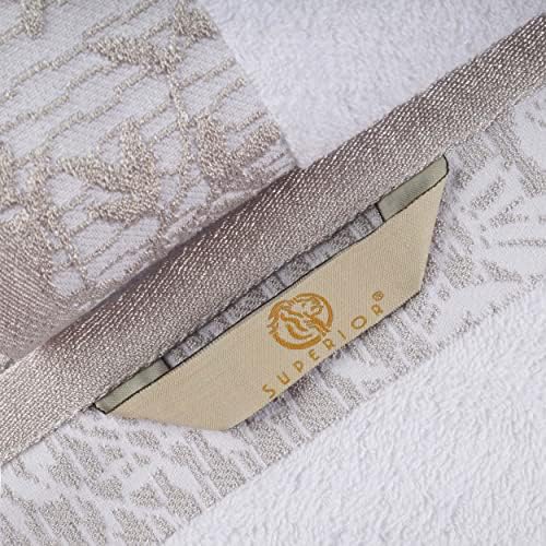 Superior Cotton Bath Towels Set of 2 with Floral Border