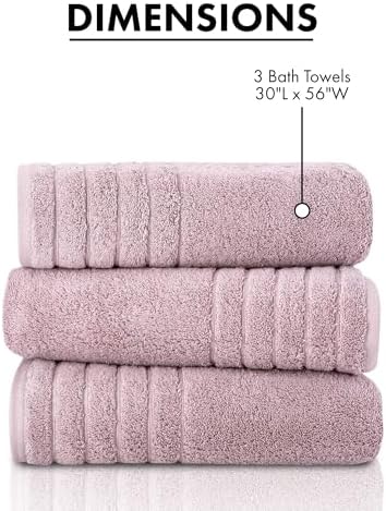 SALBAKOS 3-Piece Turkish Bath Towel Set - 100 Cotton 30x56 Rose