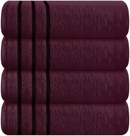 MyOwn Ultra Soft 4 Pack Bath Towel Set 27x54 Inches Burgundy
