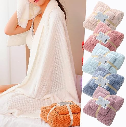Coral Velvet Bath Towel Set of 6 with Washcloth