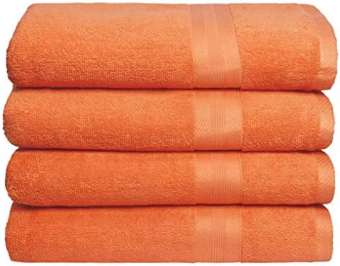 BOUTIQUO Premium Cotton 4 Pack Bath Towel Set - Orange 1