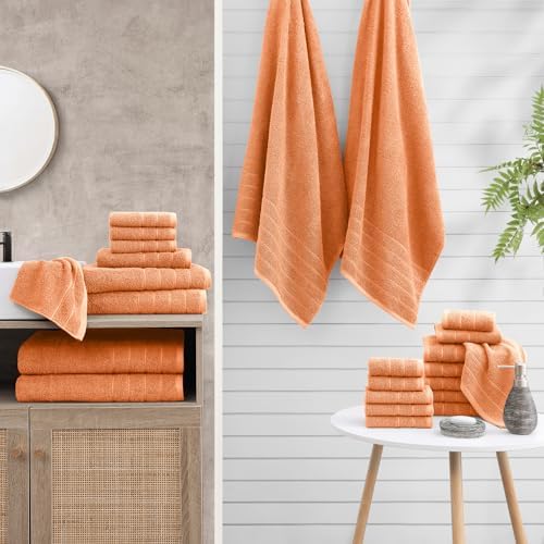 Casa Platino 100 Cotton Towel Set 8 Pc Peach Fuzz