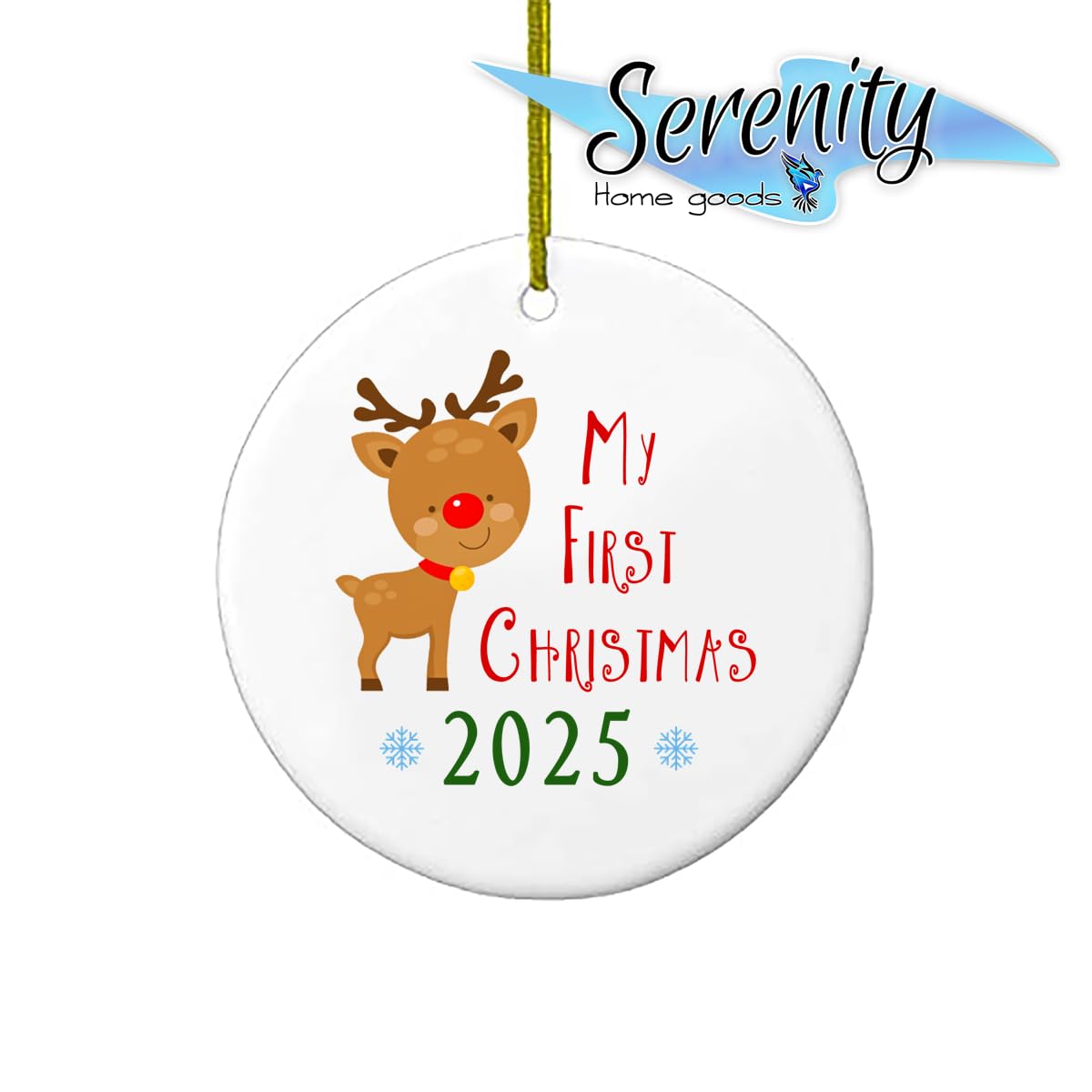 My First Christmas Ornament 2025 3 Ceramic Reindeer Keepsake