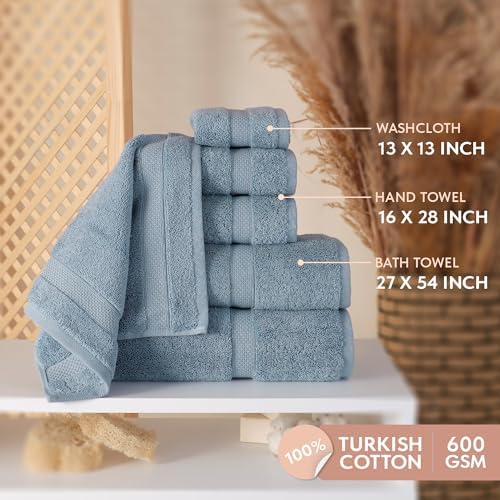 TrendShine Indigo 100 Turkish Cotton Towel Set of 6