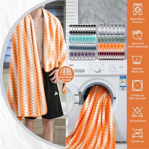 4 Piece Extra Large Bath Towel Set with Lattice Print