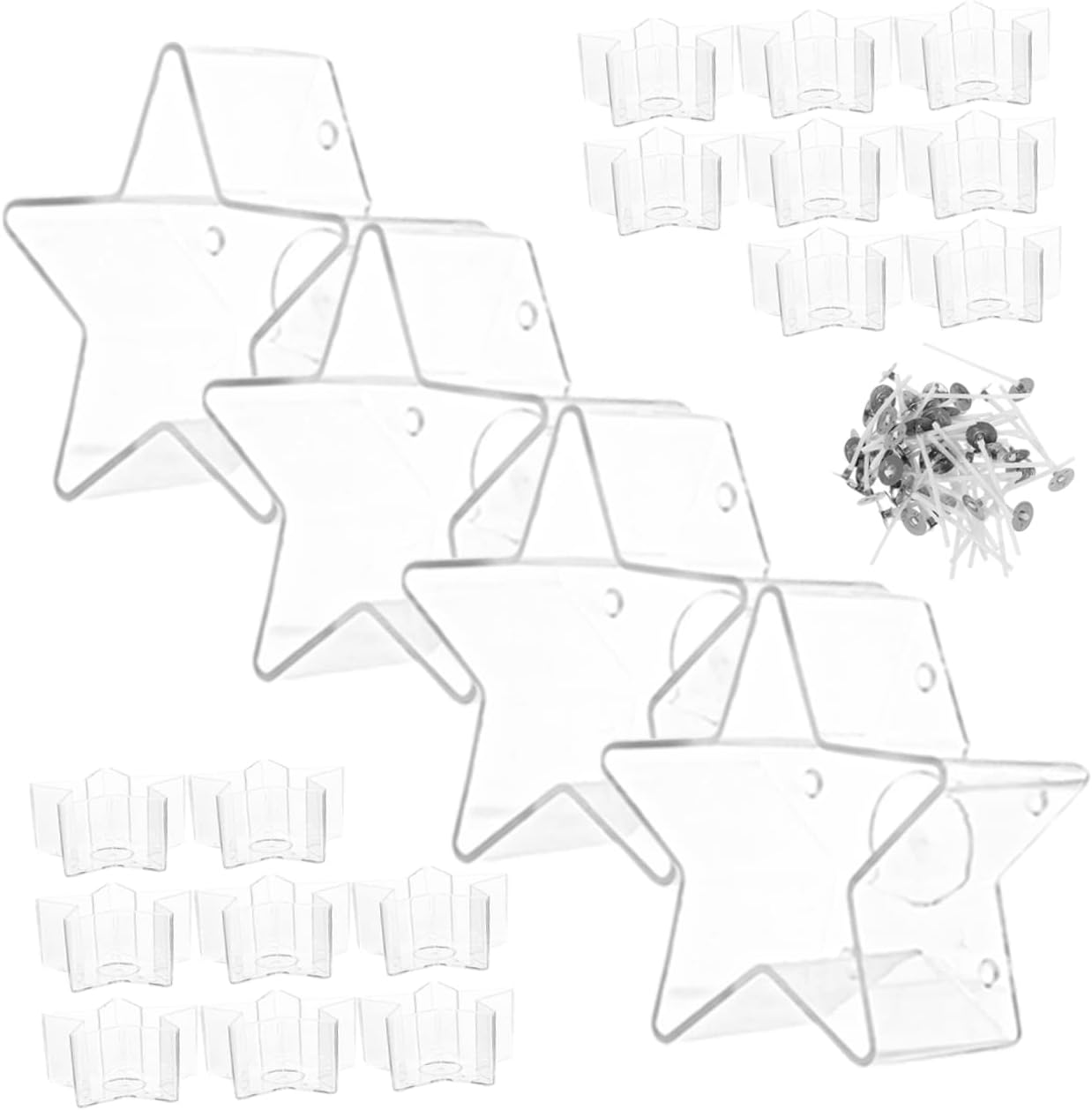 BELLIFFY 70pc Star Shaped Candle Jars with Wicks and Holders