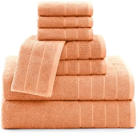Casa Platino 100 Cotton Towel Set 8 Pc Peach Fuzz