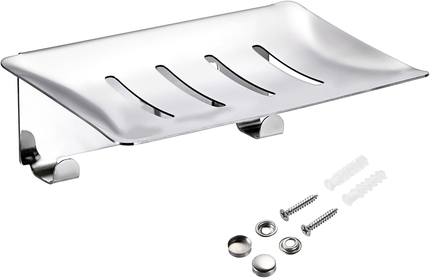 Sumnacon Stainless Steel Soap Dish with Hooks - Silver 1