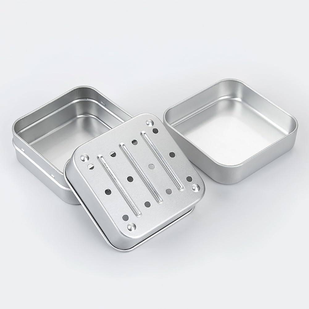 2 Pcs Metal Soap Travel Box with Lids and Drawstring Bags