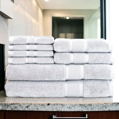 Luzia 8-Piece Bathroom Towel Set - Light Grey