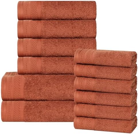 Superior 12-Piece Cotton Towel Set with Waffle Border