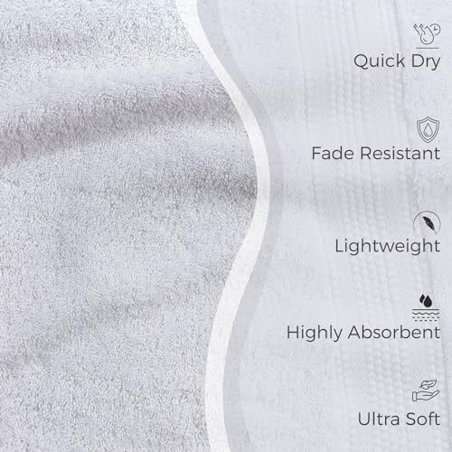 EuroSpa 100 Cotton 6-Piece Towel Set - Ultra Soft 650 GSM White Towels