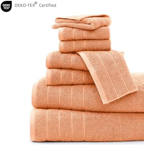 Casa Platino 100 Cotton Towel Set 8 Pc Peach Fuzz
