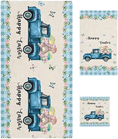 3 Piece Luxury Bath Towel Set with Easter Bunny Pattern