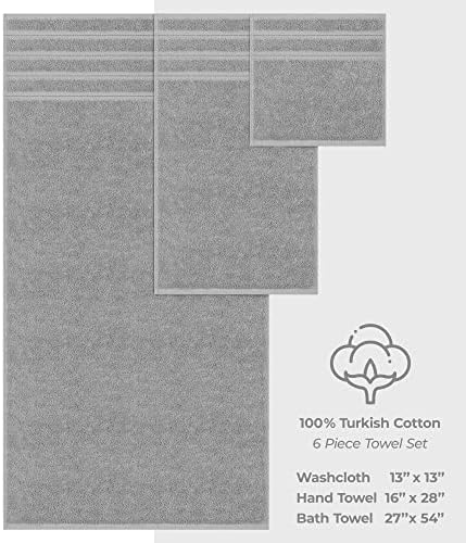 American Soft Linen 6 Piece Towel Set and 20X34 Bath Mat Bundle