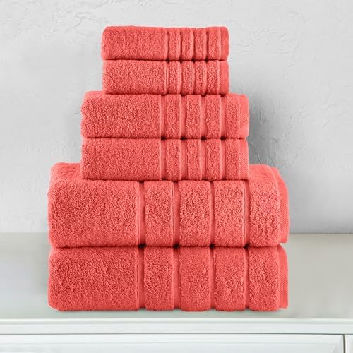 Elegant Comfort 4 Lines Viscose Stripe 6-Piece Luxury Towel Set