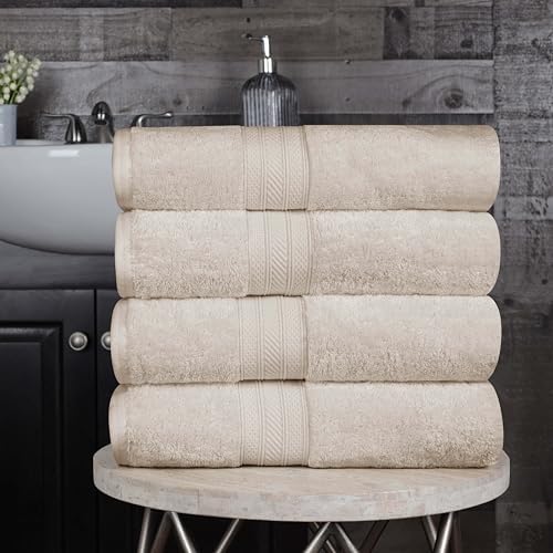 Superior 4-Piece Ivory Bath Towel Set 700GSM 100 Combed Cotton