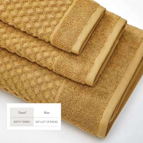 Great Bay Home Yellow Bath Towels 4 Pack - 54x27 Absorbent Towels