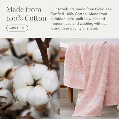 NY Loft 100 Cotton Bath Towel Set 4 Pack Light Pink