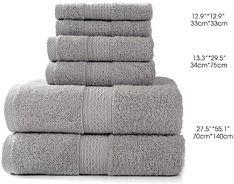 Huhelm 6 Piece Luxury Linen Bath Towels Set