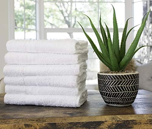 Pacific Linens Lightweight Thin Bath Towel Set - 6 White