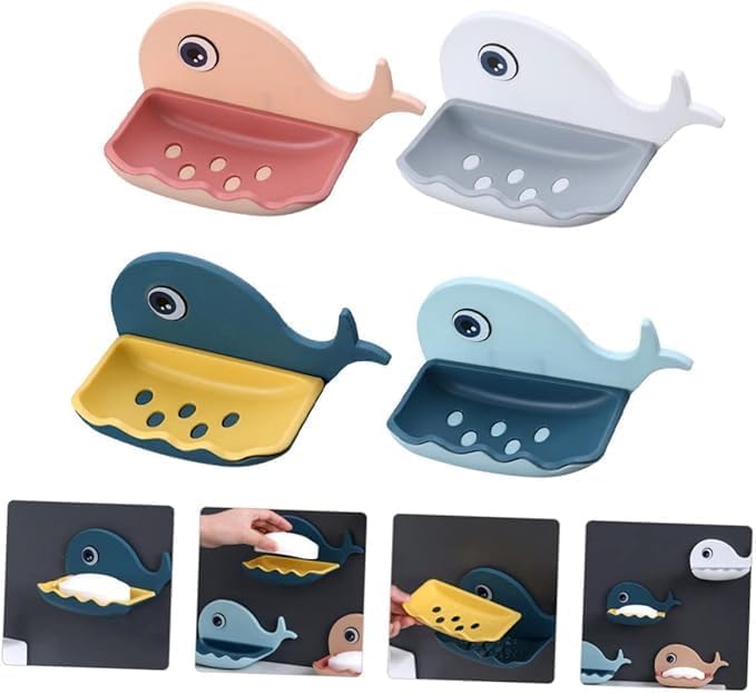Whale Shaped Soap Holder Wall Mounted No Drilling Required