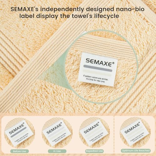 SEMAXE Solid 6-Piece Towel Set - 100 Cotton 600 GSM Beige