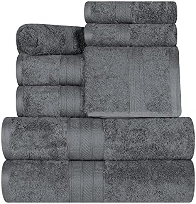 Superior 8-Piece Cotton Towel Set - Grey